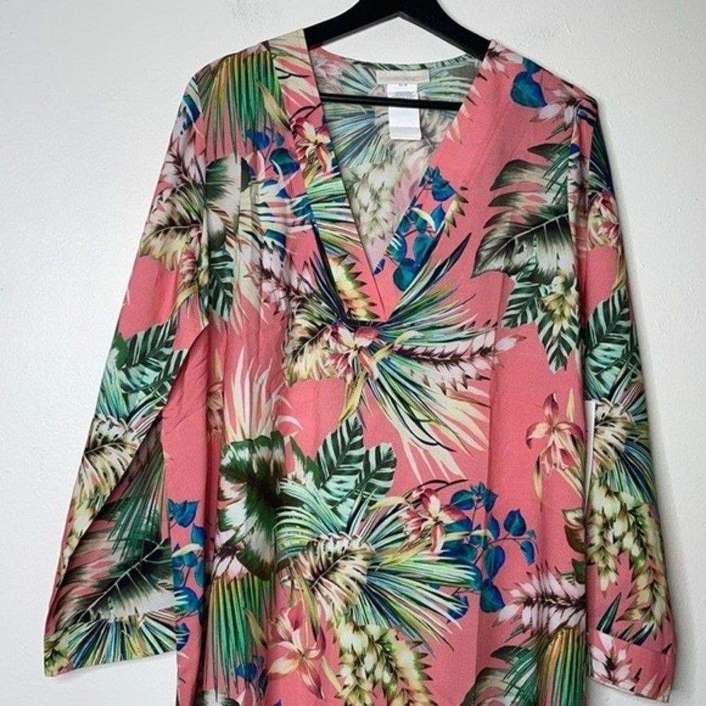 La Blanca Pink Palm Tree Coverup Swimsuit Dress Womens Size Small - Picture 7 of 8